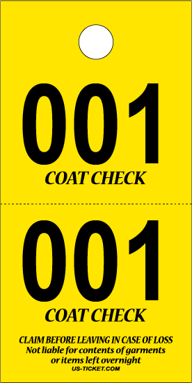 2 Part Coat Check Ticket