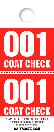 2 Part PRO Coat Check Tickets - Value Size