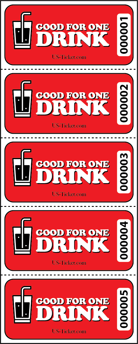 Good for One Drink Sheet Tickets