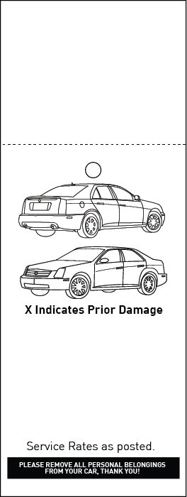 3 Part Barcoded Valet Ticket (3in x 8in)