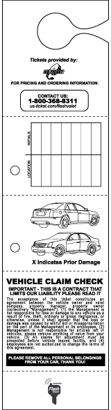 5 Part Standard Flash Valet Hanger Tickets