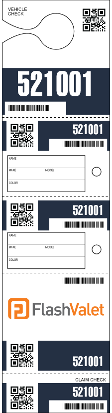 5 Part Standard Flash Valet Hanger Tickets