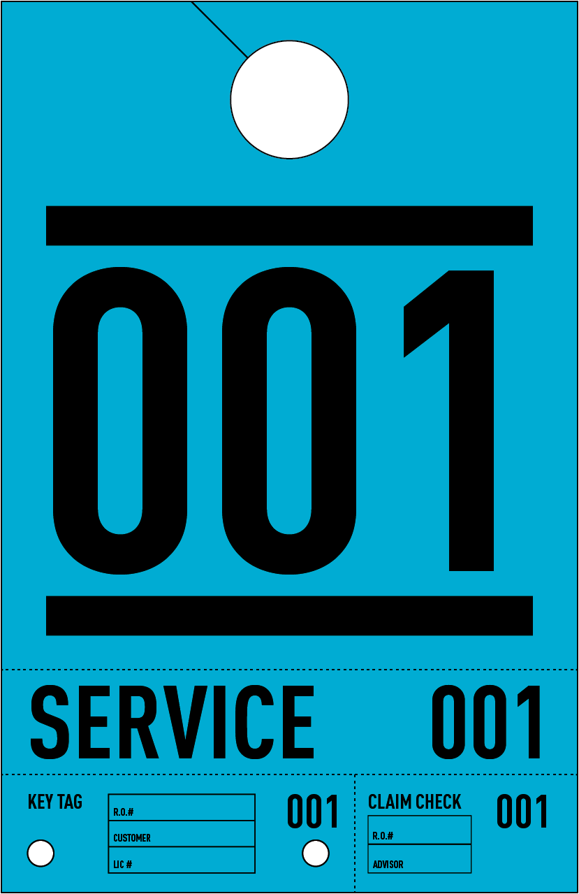 Dealership Service Repair Hang Tags - Colored Stocks