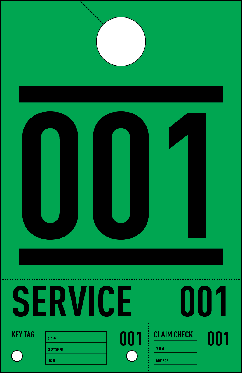 Dealership Service Repair Hang Tags - Colored Stocks