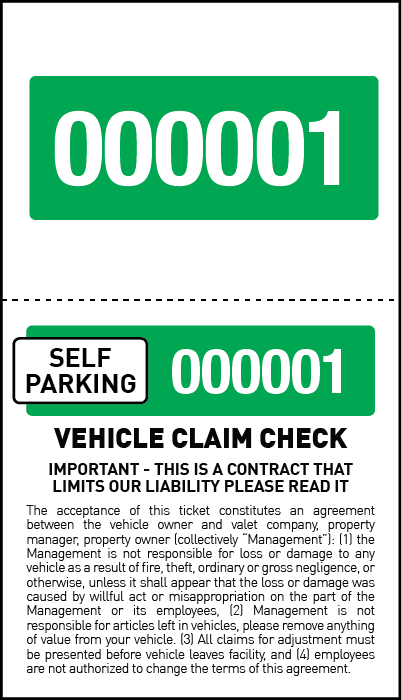 2 Part Economy Self Parking Valet Tickets